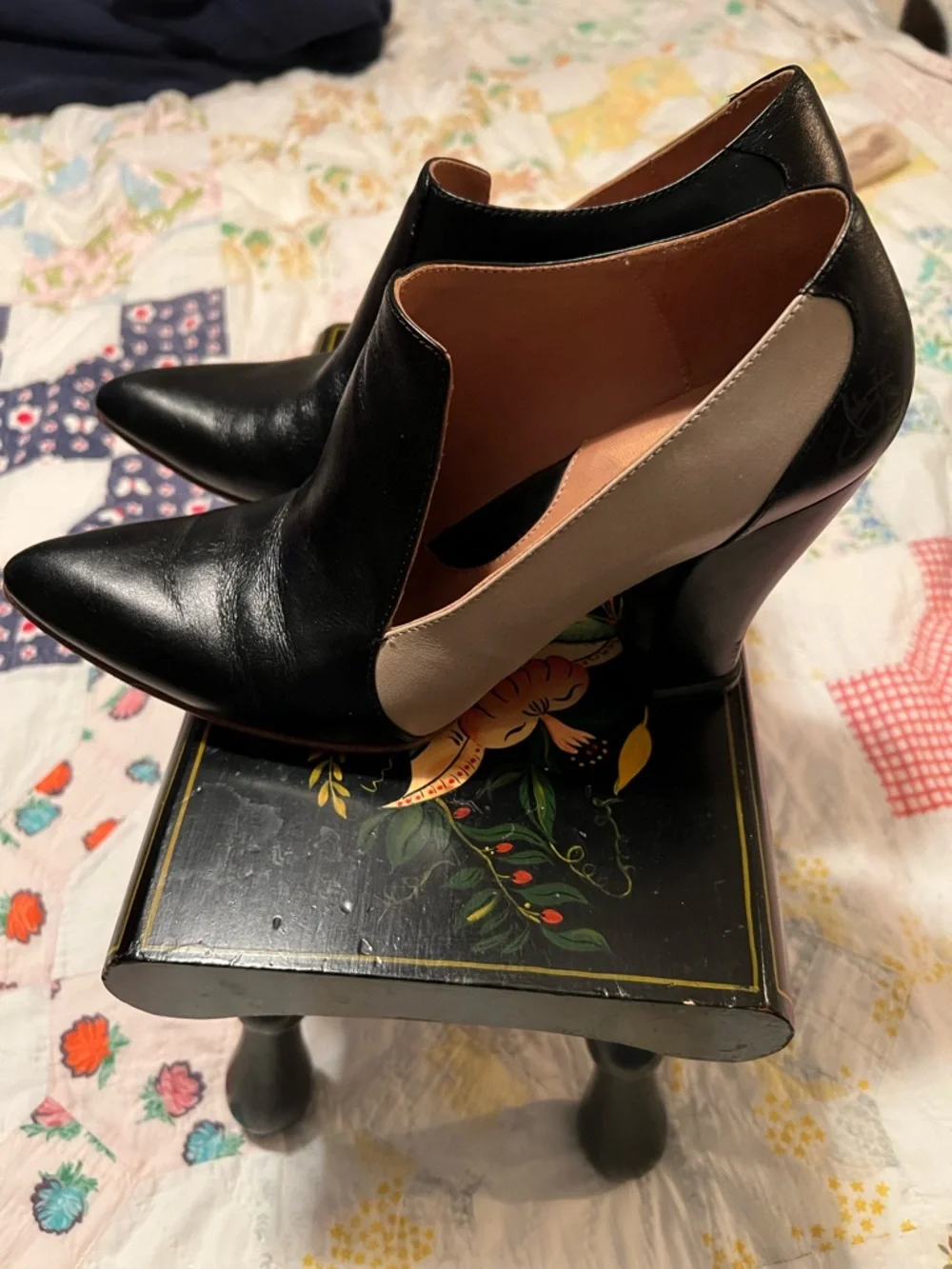 John Fluevog Black Leather Slip-On womens  Shoes